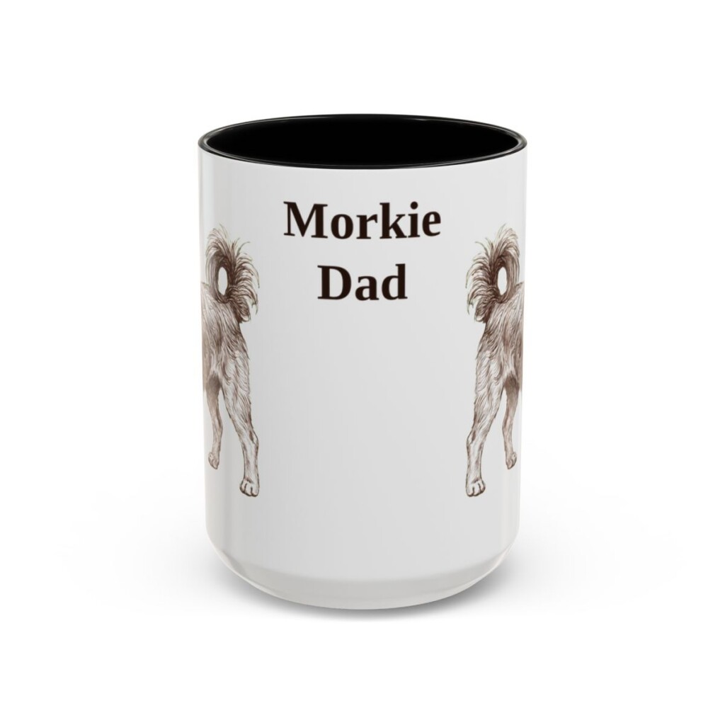 15oz Morkie Dog Dad Mug, Black, front view