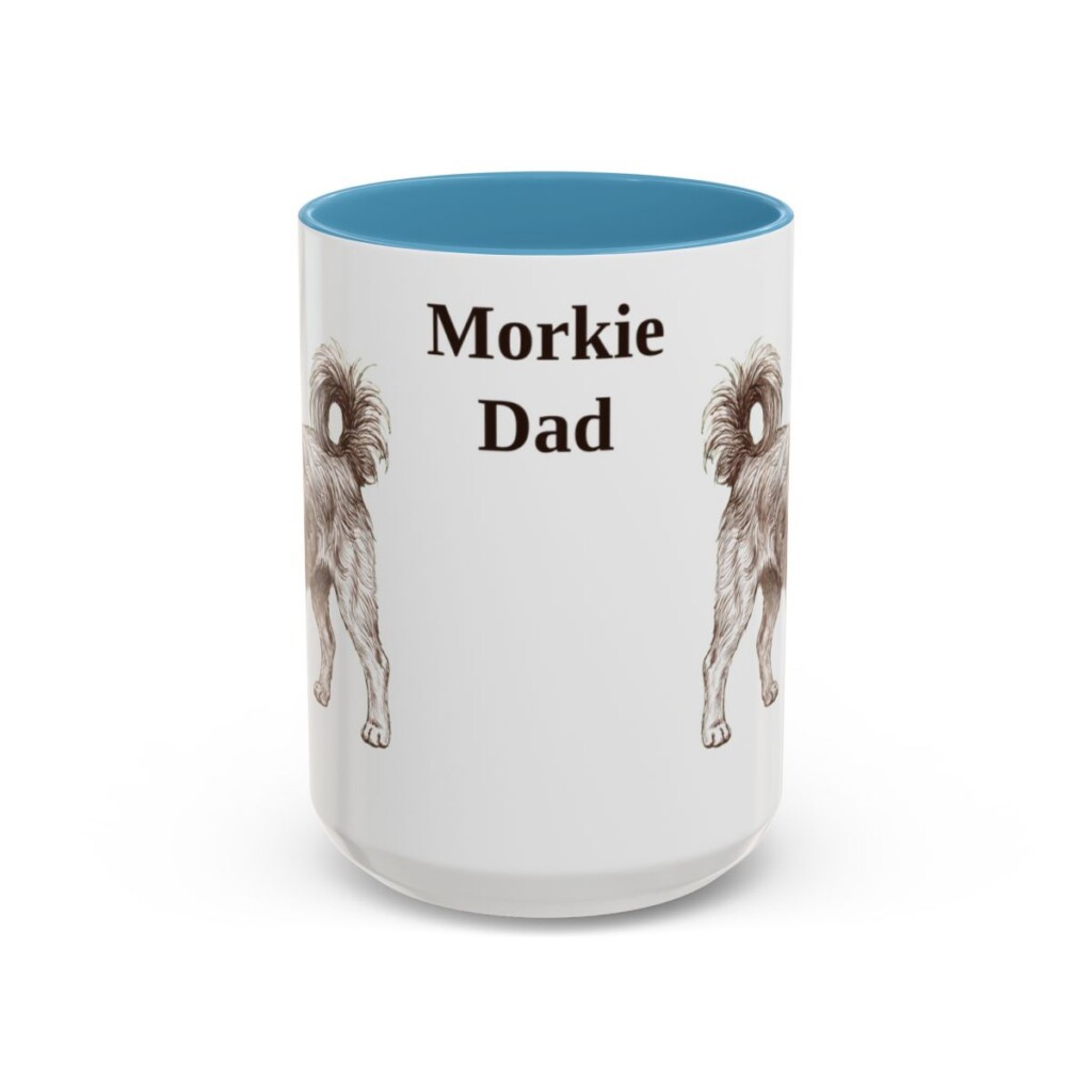 15oz Morkie Dog Dad Mug, Light Blue, front view