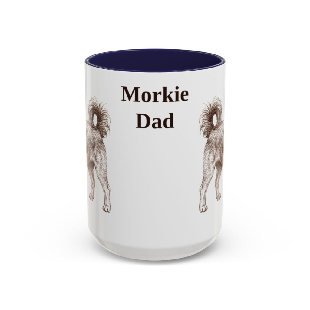 15oz Morkie Dog Dad Mug, Navy, front view