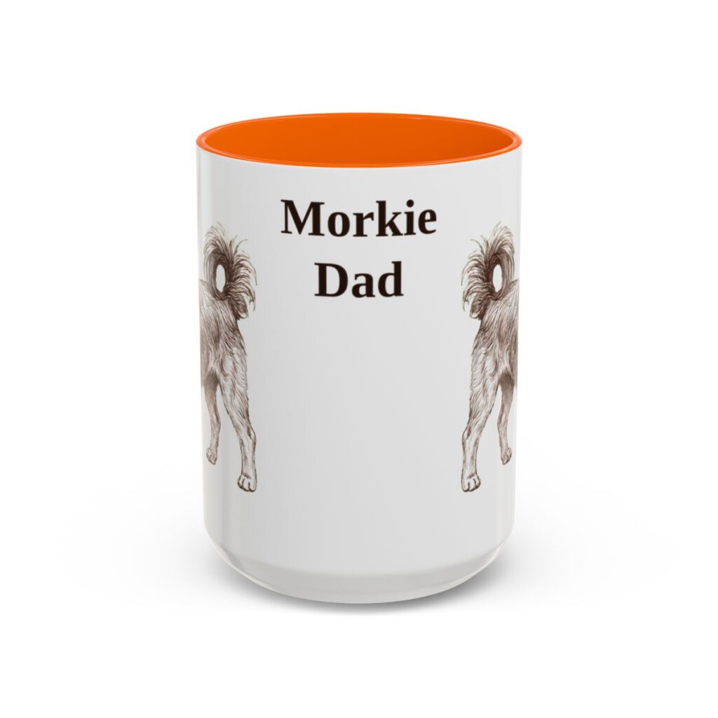 15oz Morkie Dog Dad Mug, Orange, front view