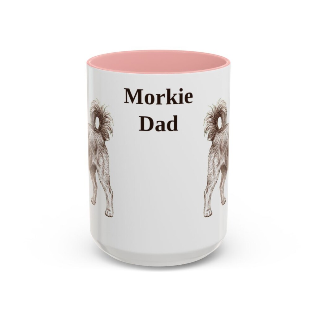 15oz Morkie Dog Dad Mug, Pink, front view