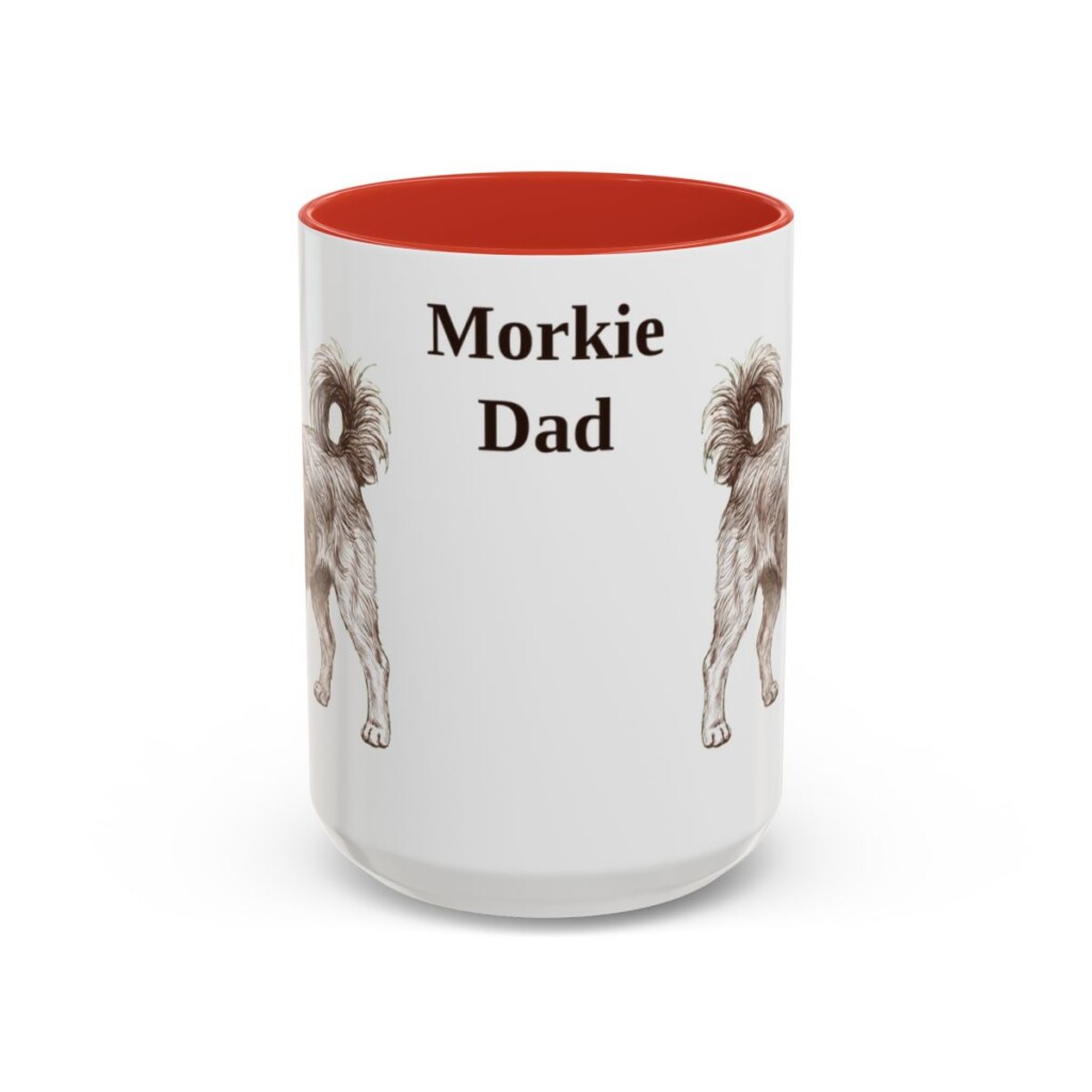 15oz Morkie Dog Dad Mug, Red, front view