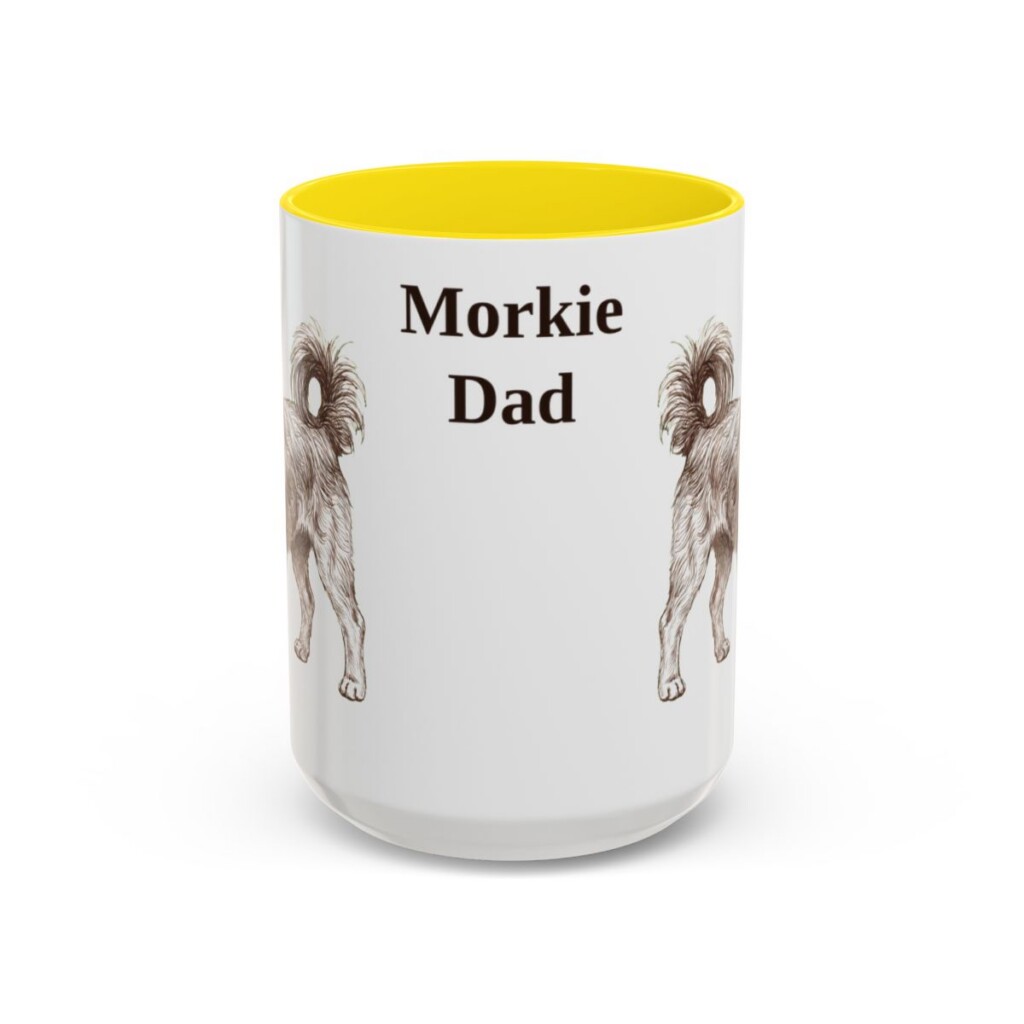 15oz Morkie Dog Dad Mug, Yellow, front view