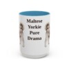 15oz Funny Morkie Mug, Light Blue, front view