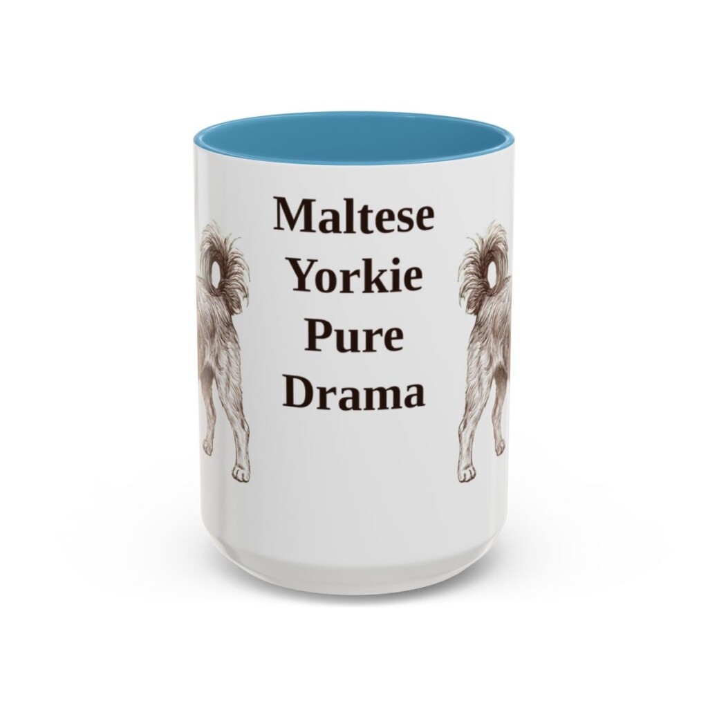 15oz Funny Morkie Mug, Light Blue, front view