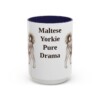 15oz Funny Morkie Mug, Navy, front view