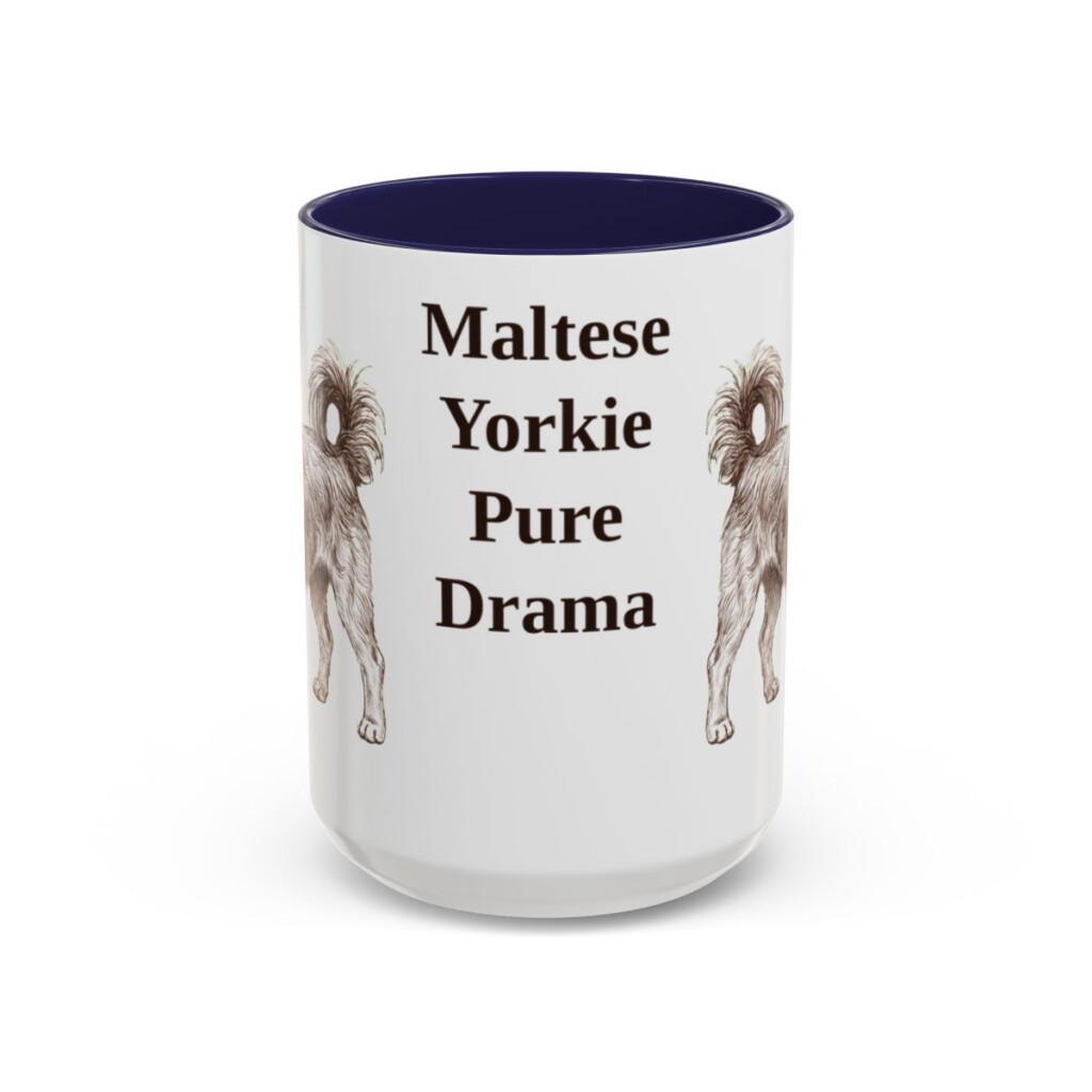 15oz Funny Morkie Mug, Navy, front view