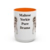 15oz Funny Morkie Mug, Orange, front view