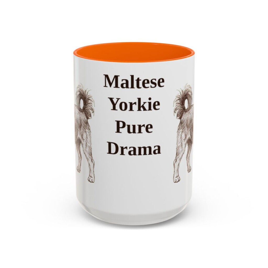 15oz Funny Morkie Mug, Orange, front view