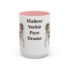 15oz Funny Morkie Mug, Pink, front view