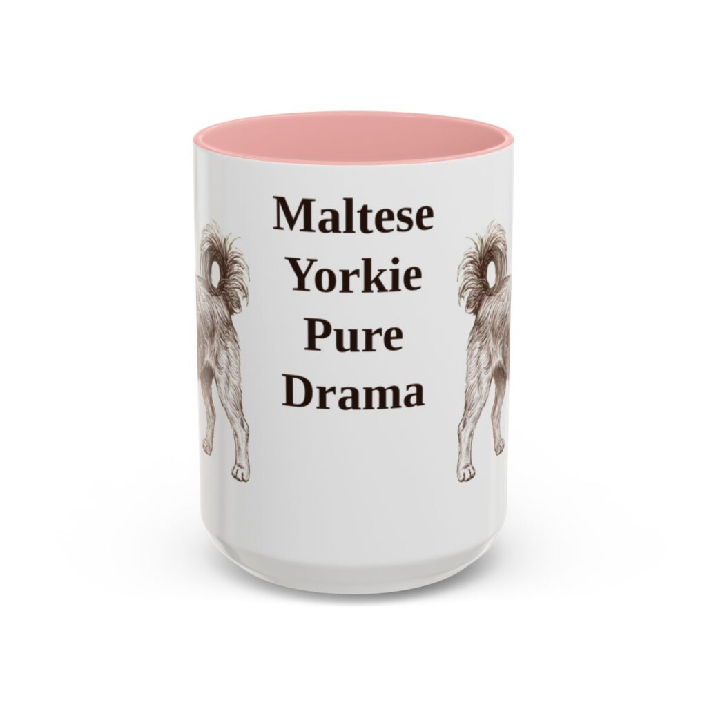 15oz Funny Morkie Mug, Pink, front view