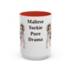 15oz Funny Morkie Mug, Red, front view
