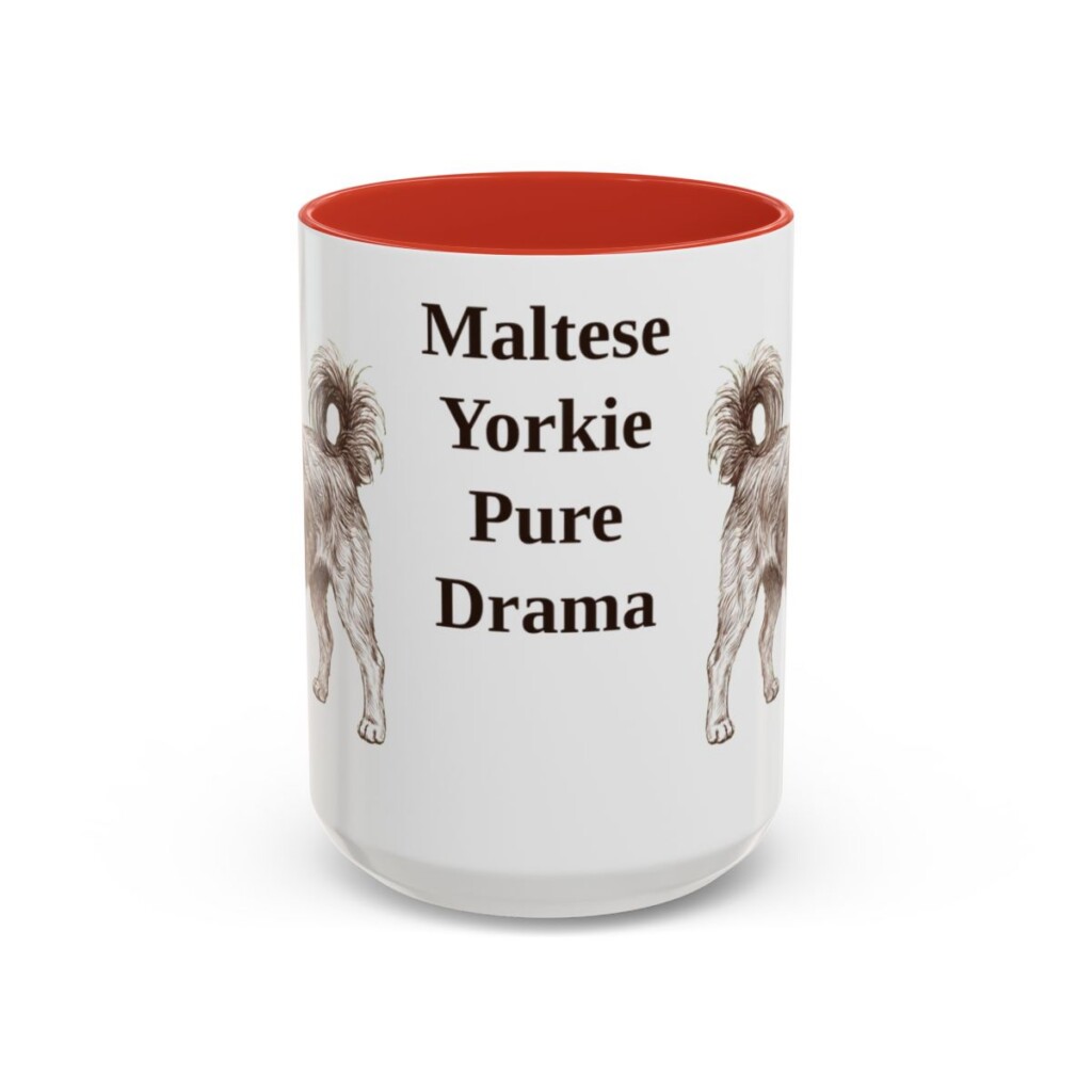 15oz Funny Morkie Mug, Red, front view