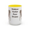 15oz Funny Morkie Mug, Yellow, front view