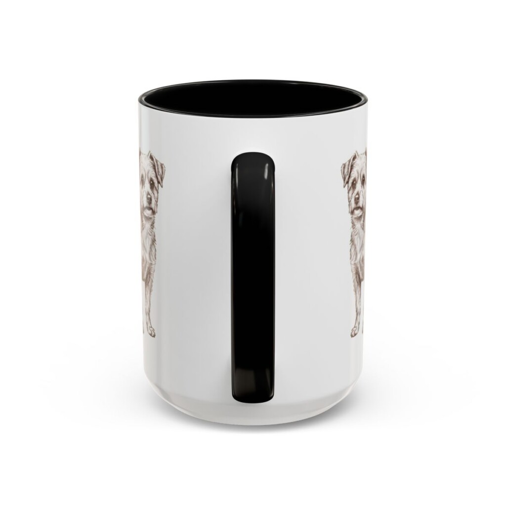 15oz Morkie Latin Mug, Black, back view