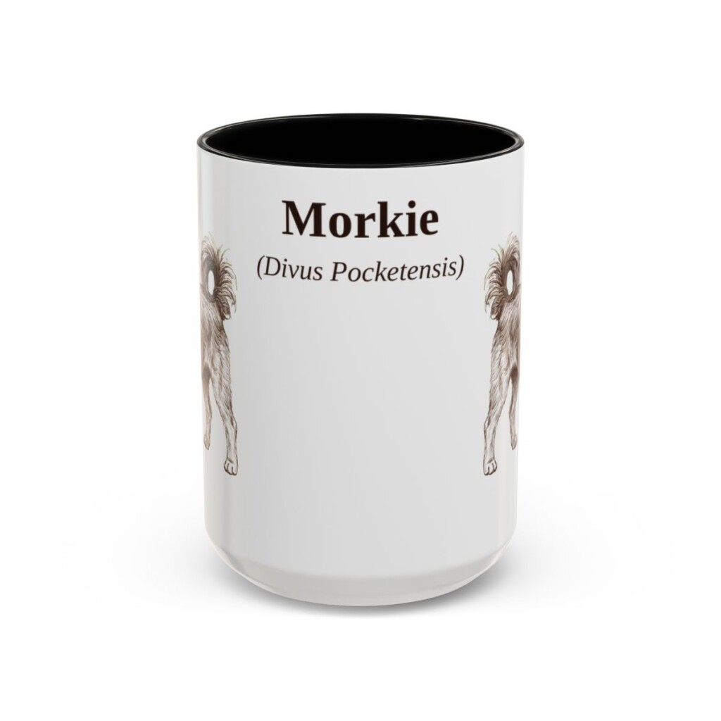 15oz Morkie Latin Mug, Black, front view