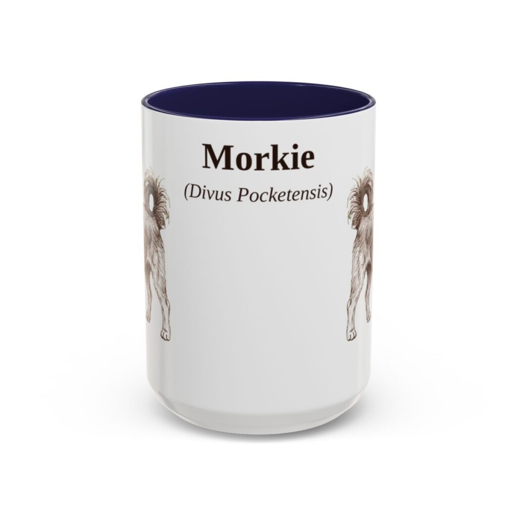 15oz Morkie Latin Mug, Navy, front view