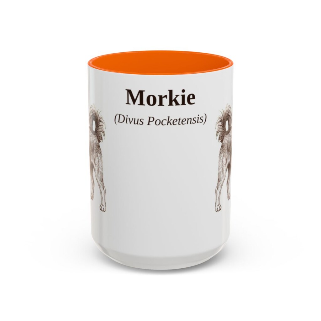 15oz Morkie Latin Mug, Orange, front view