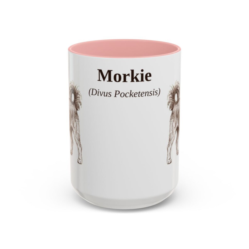 15oz Morkie Latin Mug, Pink, front view