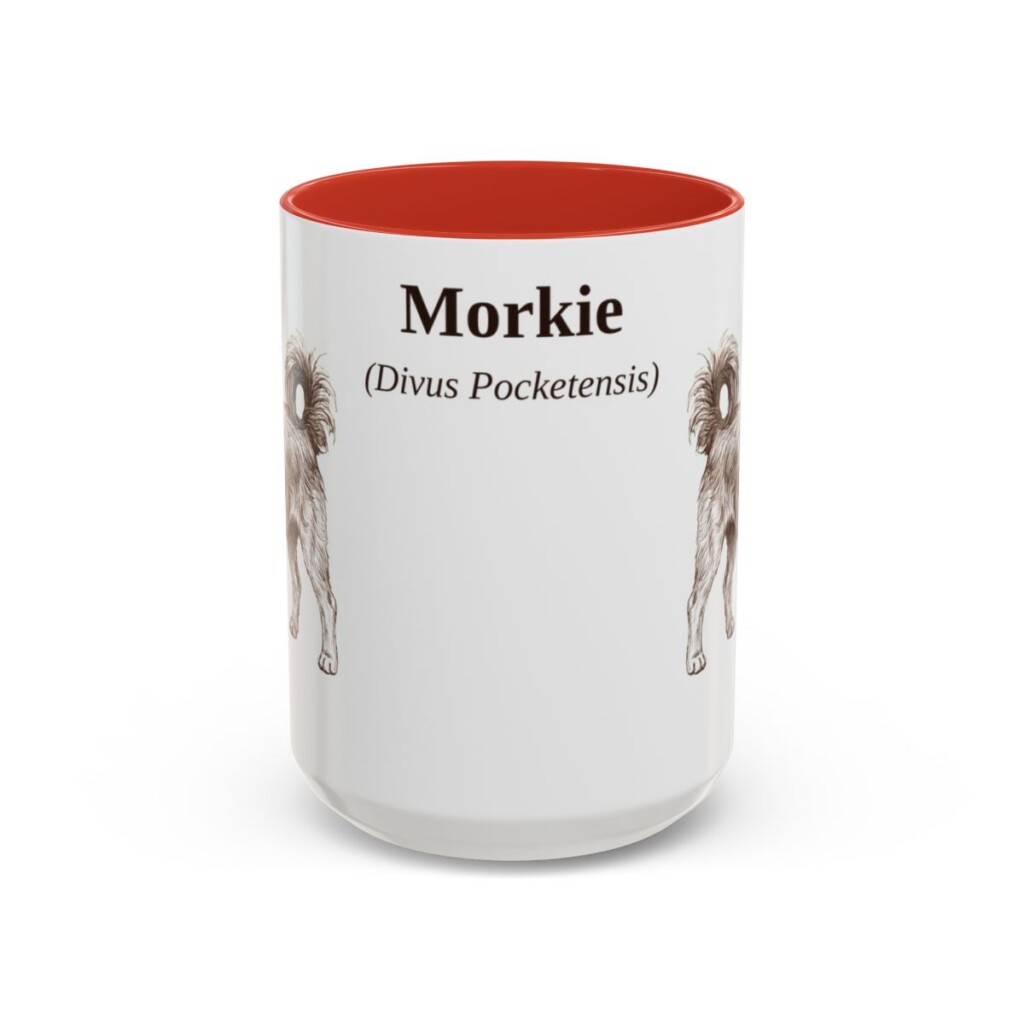 15oz Morkie Latin Mug, Red, front view