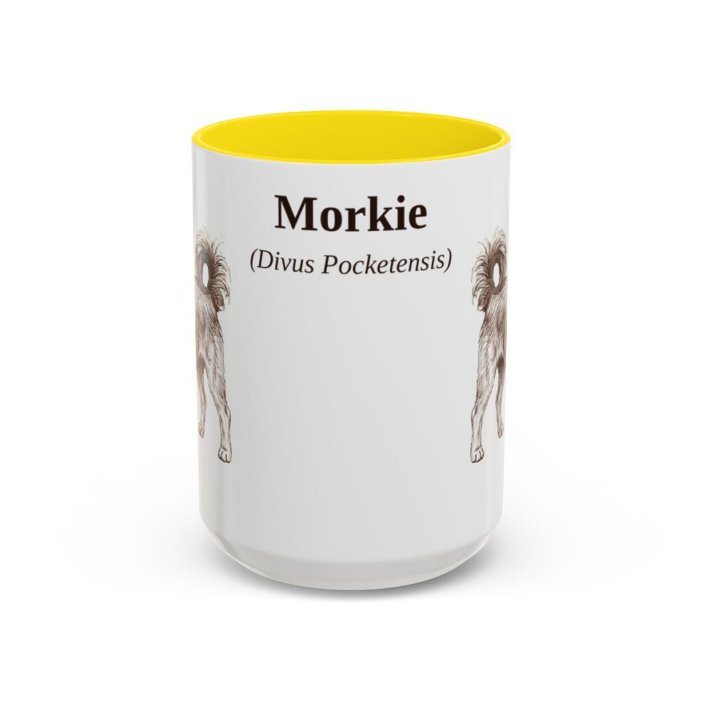 15oz Morkie Latin Mug, Yellow, front view