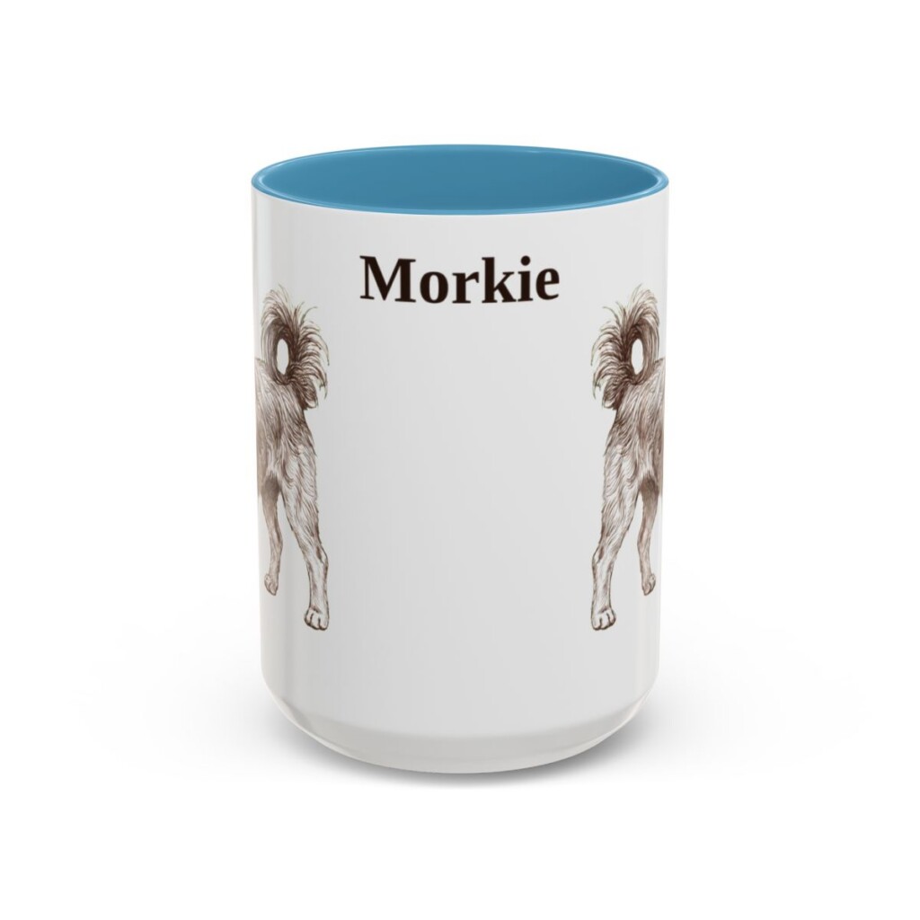 15oz Morkie Mug, Light Blue, front view