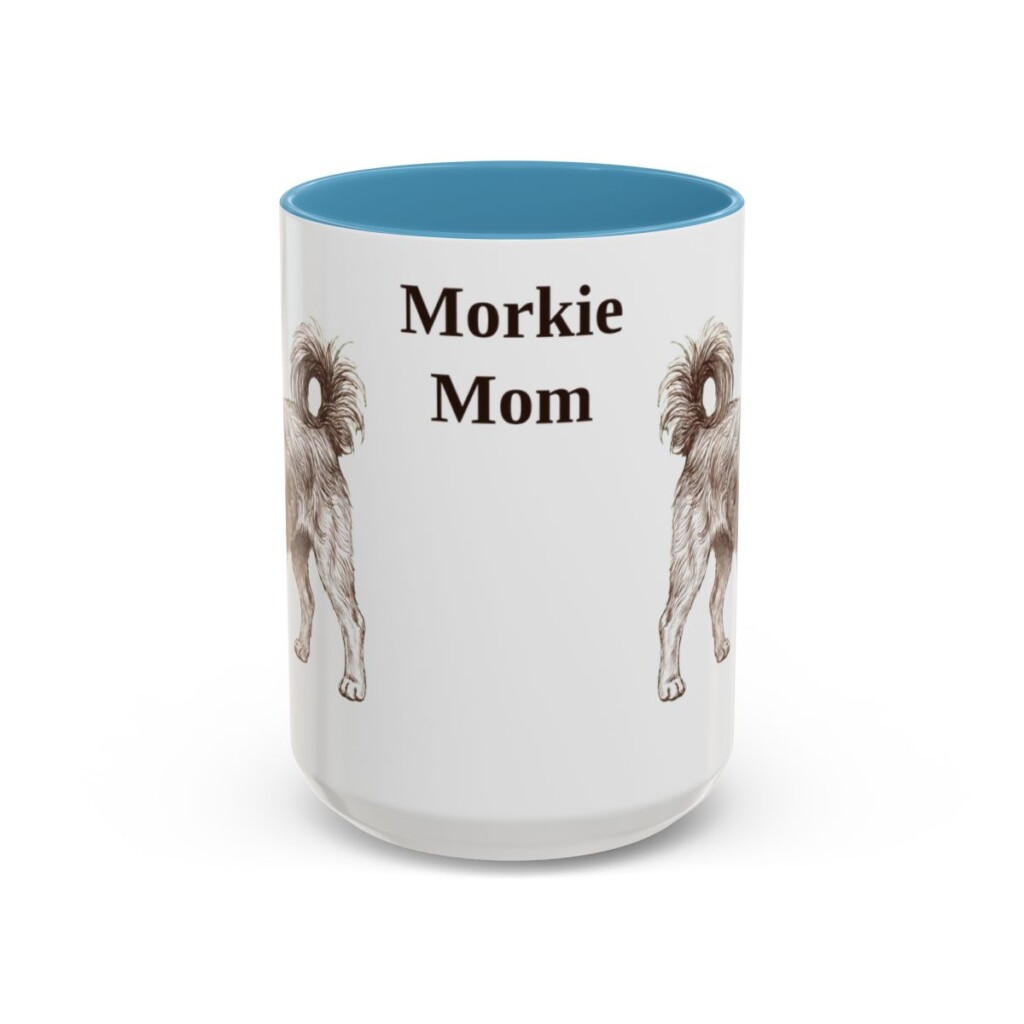 15oz-morkie-mug-mom-light-blue 15oz Morkie Dog Mom Mug, Light Blue, front view