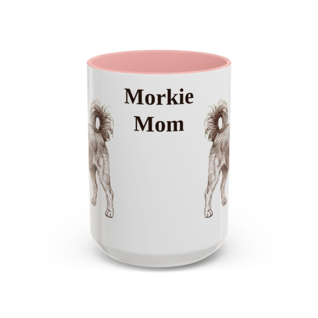 15oz-morkie-mug-mom-pink 15oz Morkie Dog Mom Mug, Pink, front view