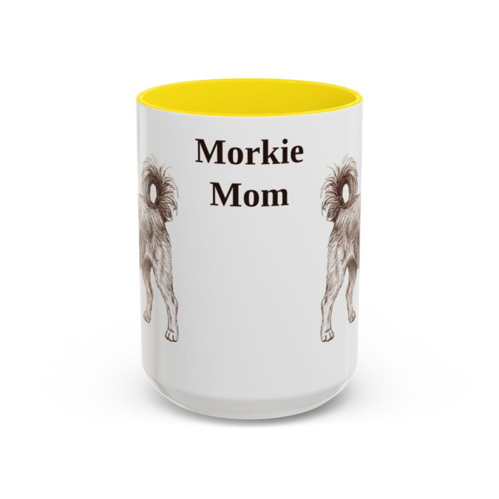 15oz-morkie-mug-mom-yellow 15oz Morkie Dog Mom Mug, Yellow, front view