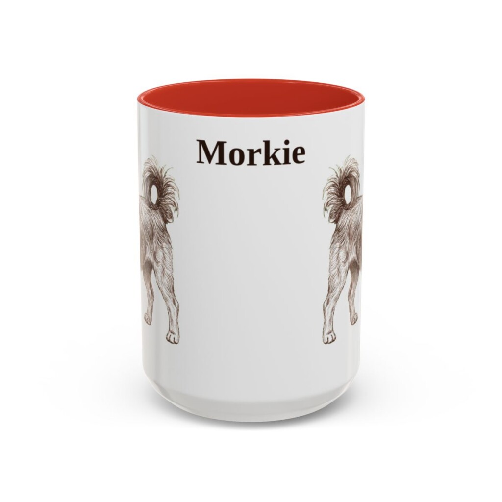 15oz Morkie Mug, Red, front view