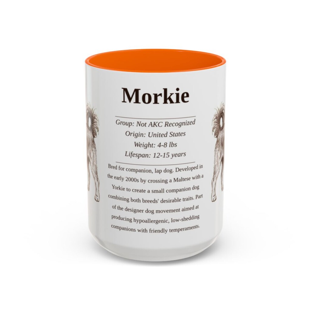 15oz Morkie Mug, Orange, front view