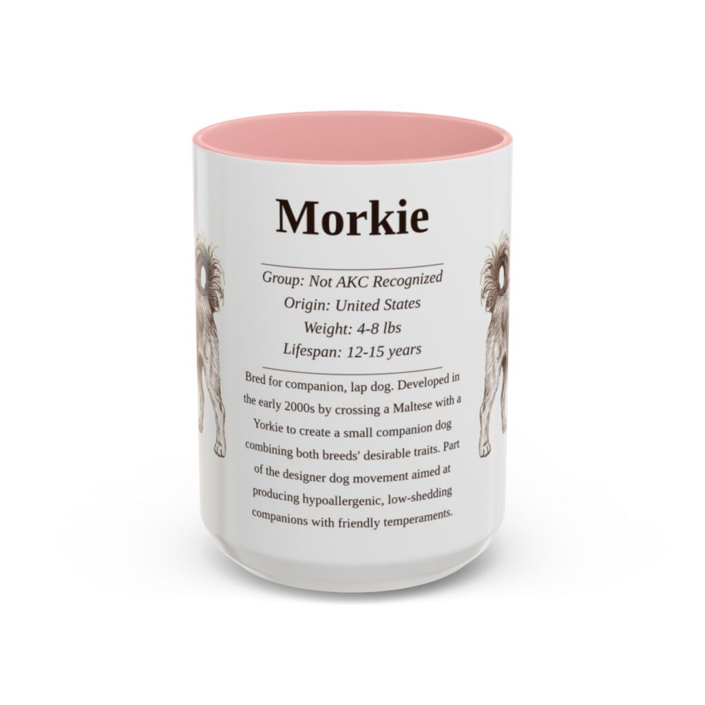 15oz Morkie Mug, Pink, front view