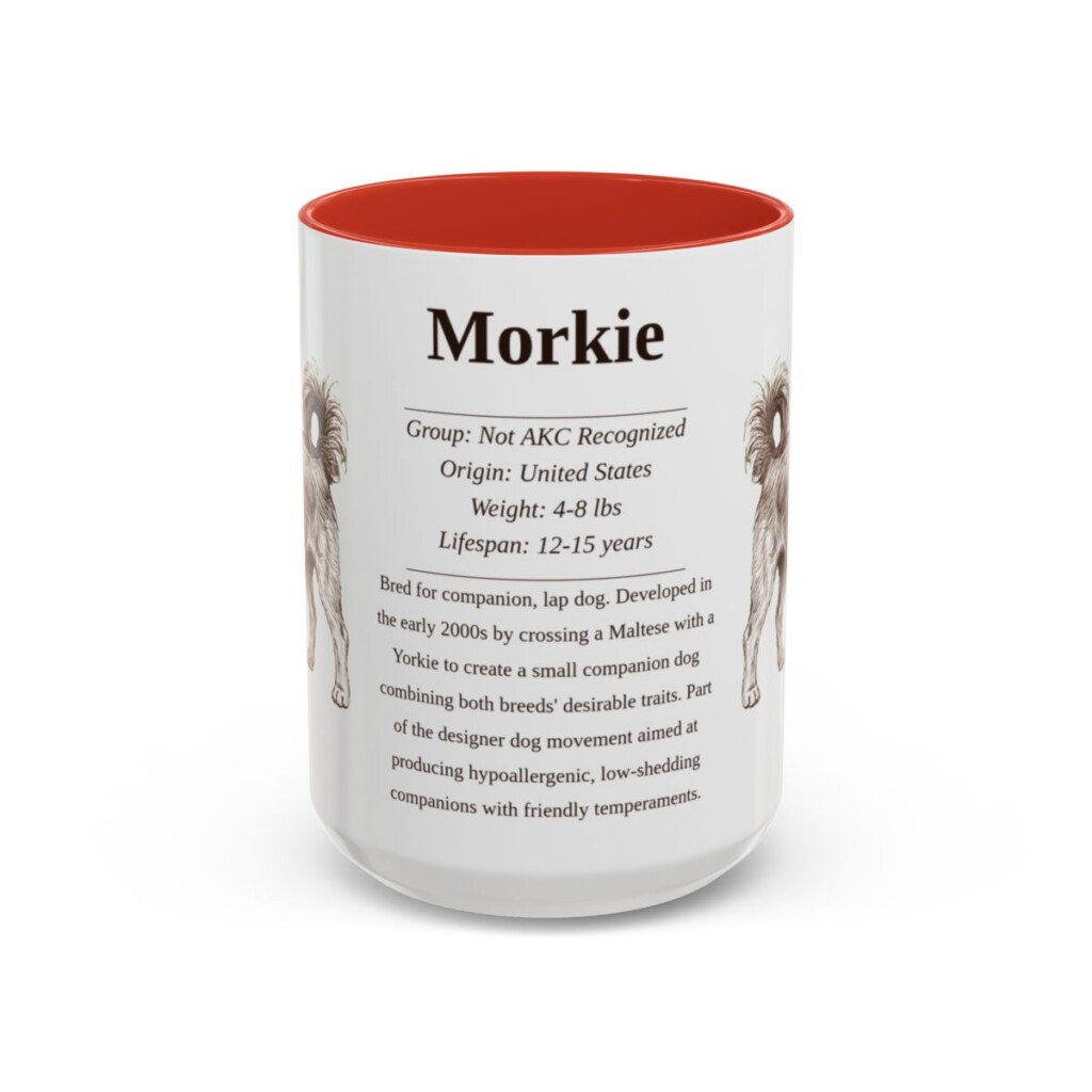 15oz Morkie Mug, Red, front view