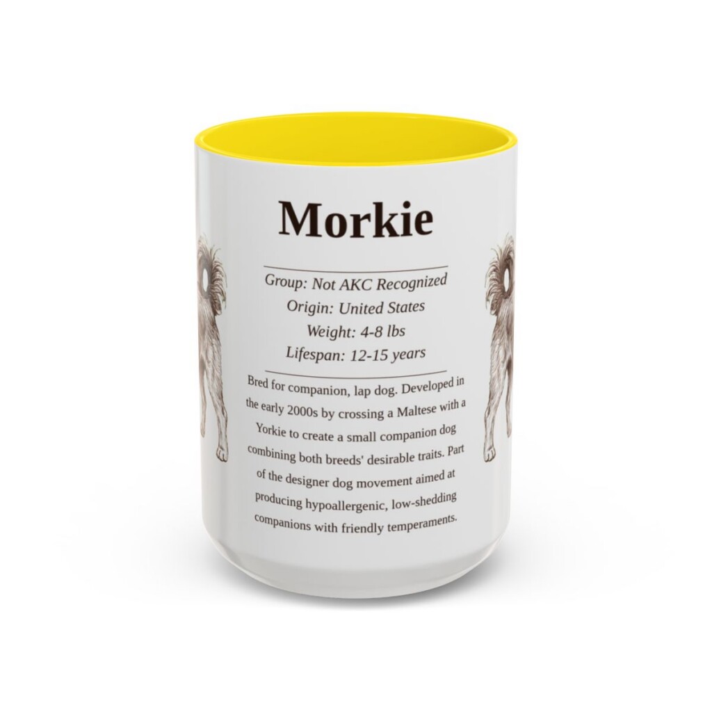 15oz Morkie Mug, Yellow, front view