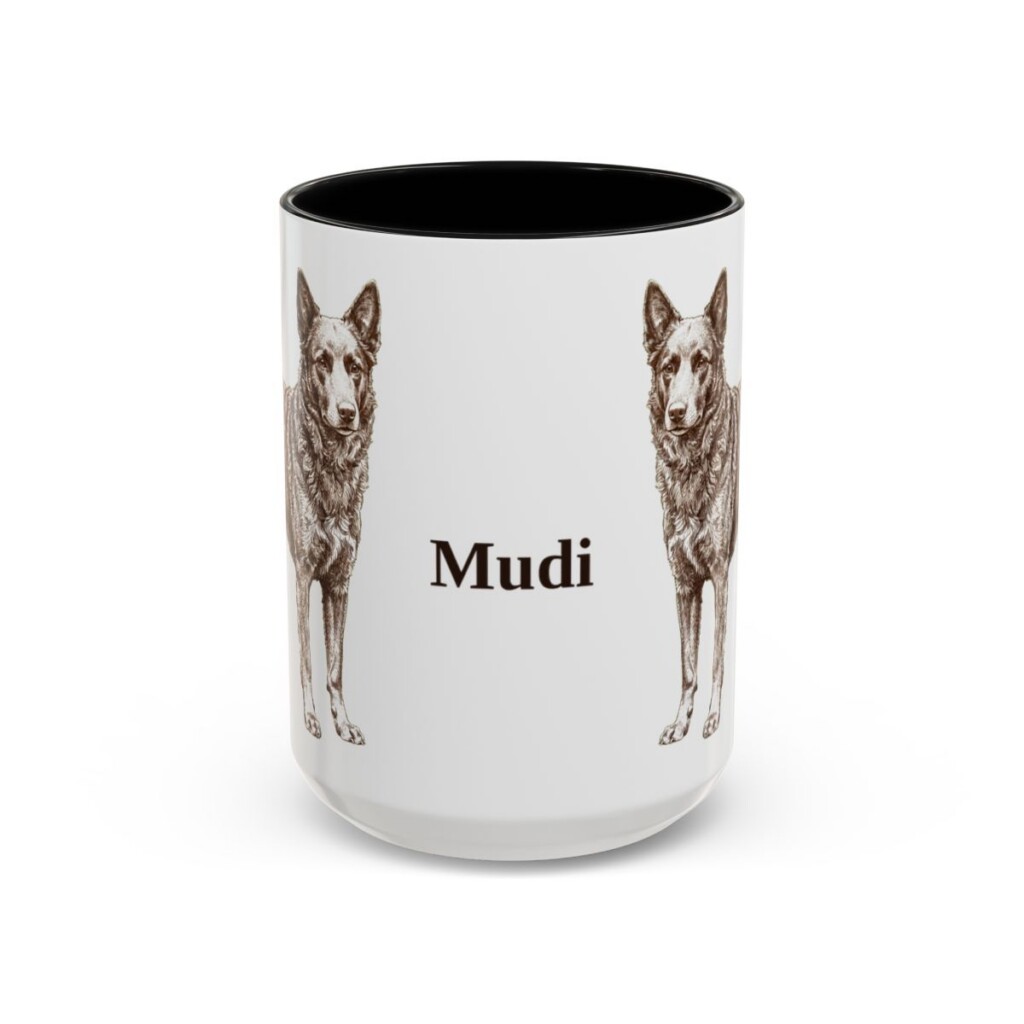 15oz Mudi Mug, Black, front view