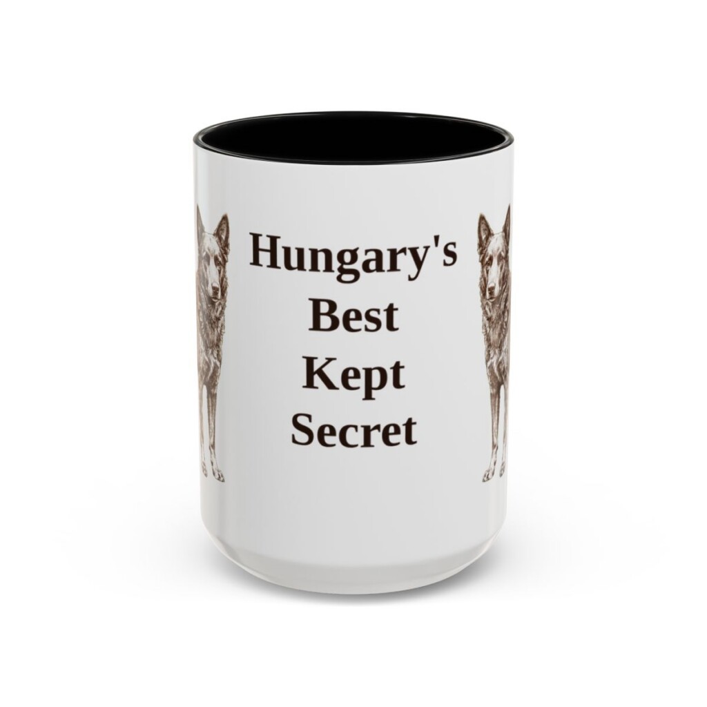 15oz Funny Mudi Mug, Black, front view