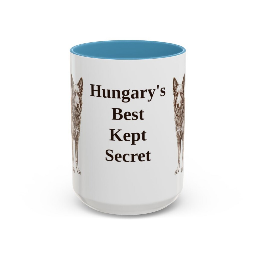 15oz Funny Mudi Mug, Light Blue, front view