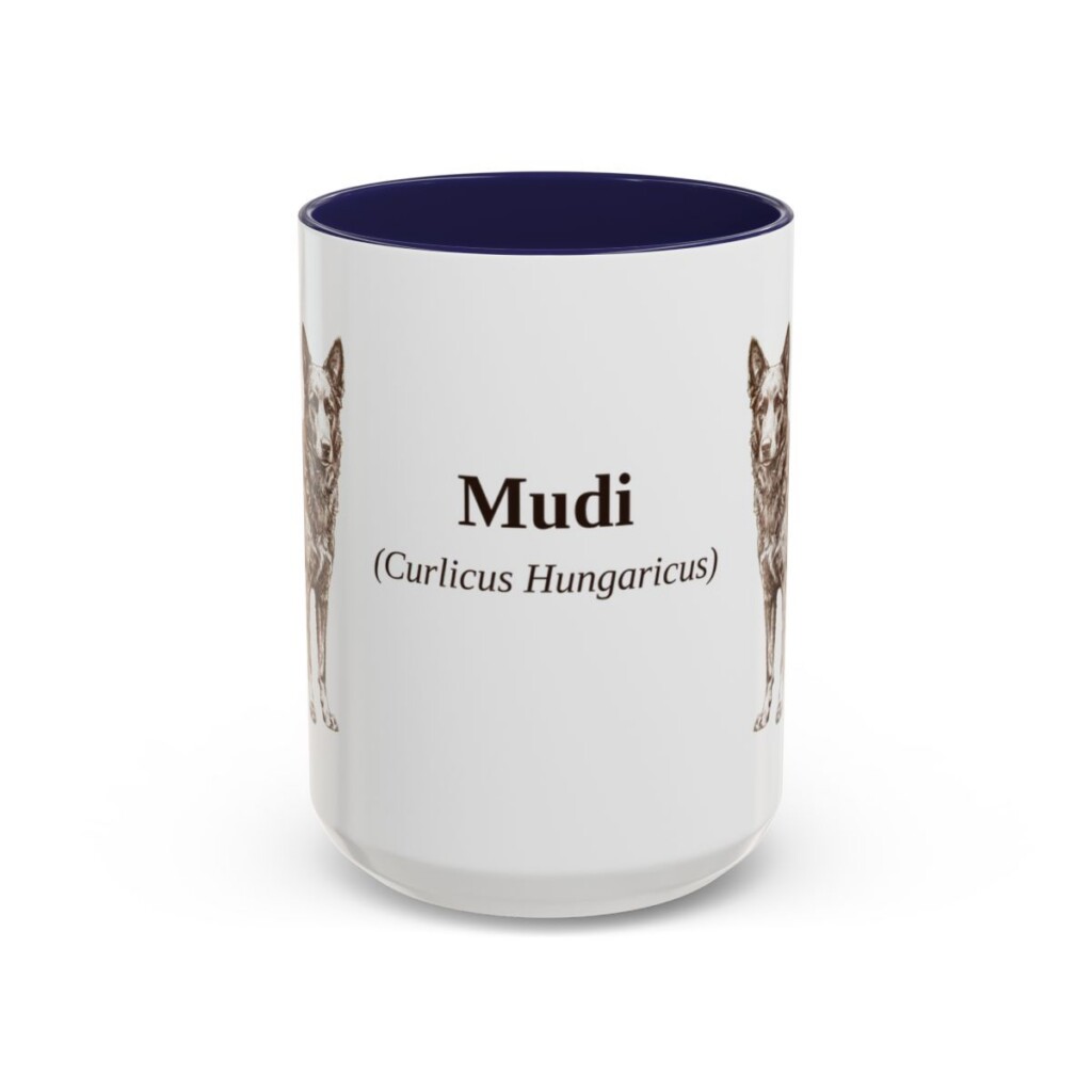 15oz Mudi Latin Mug, Navy, front view