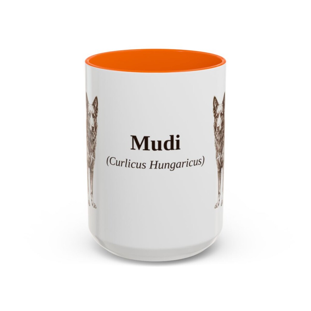15oz Mudi Latin Mug, Orange, front view