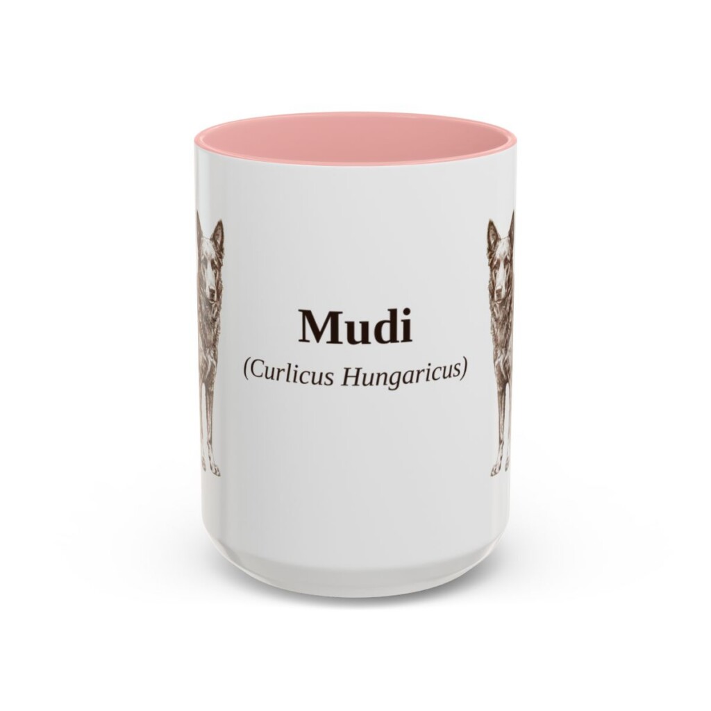 15oz Mudi Latin Mug, Pink, front view