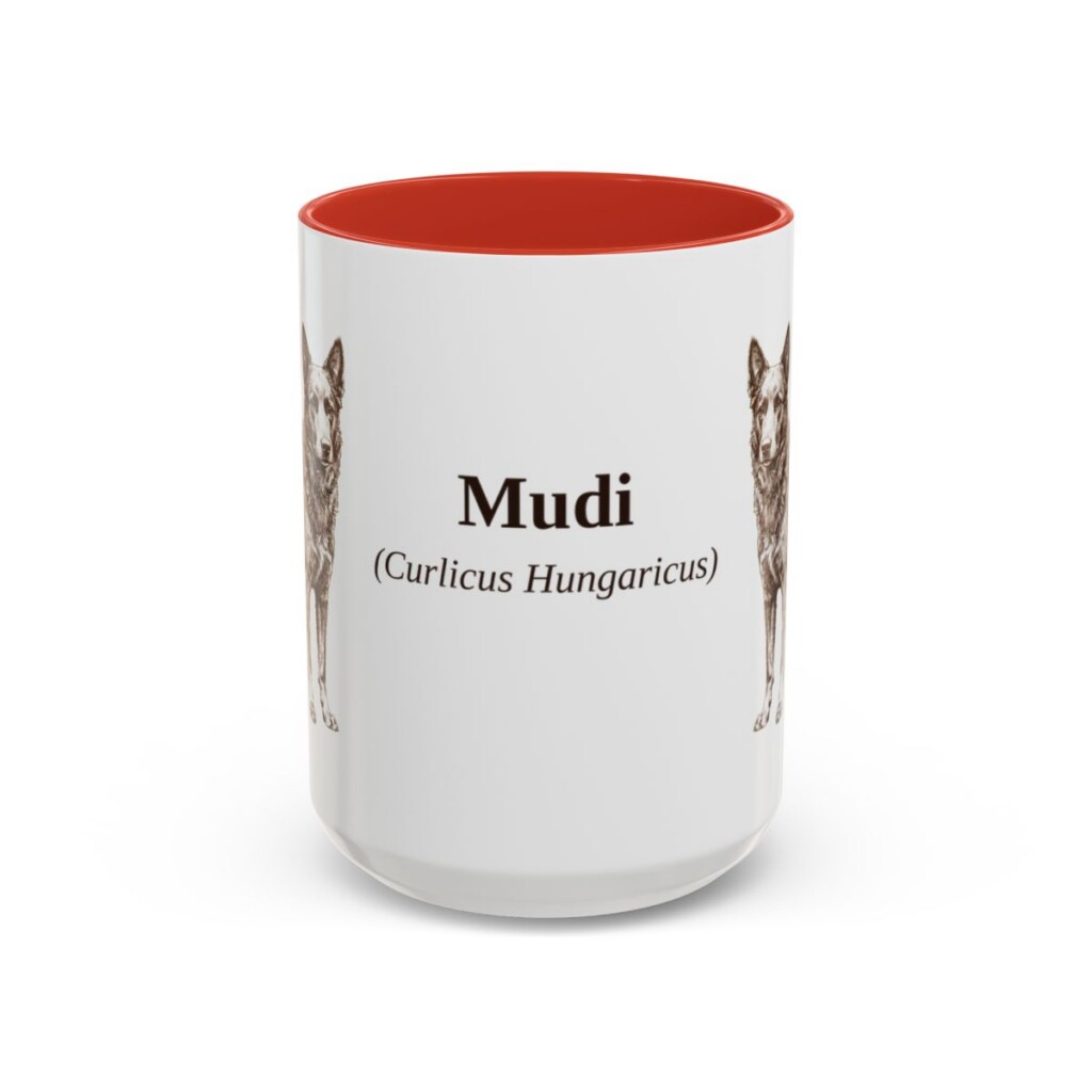 15oz Mudi Latin Mug, Red, front view