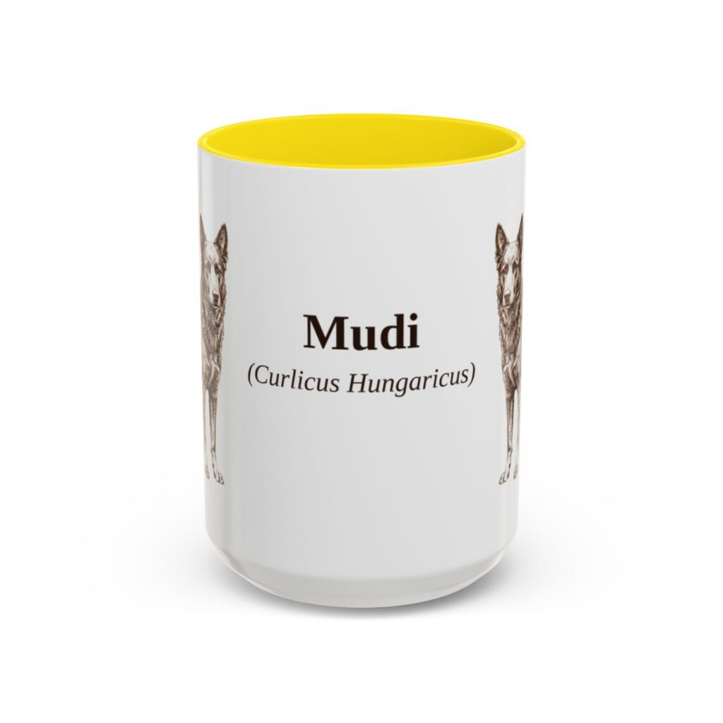 15oz Mudi Latin Mug, Yellow, front view