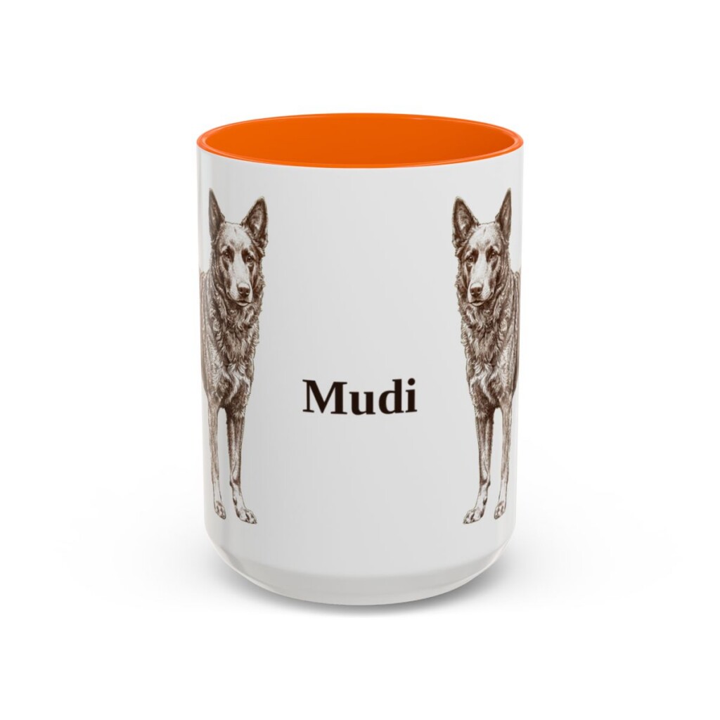 15oz Mudi Mug, Orange, front view