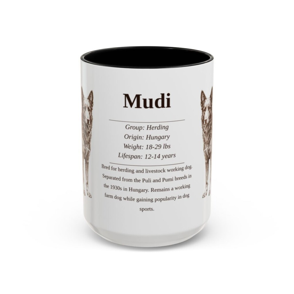 15oz Mudi Mug, Black, front view