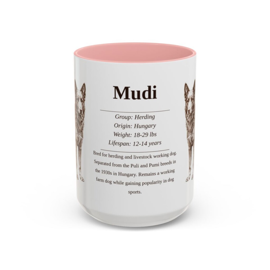 15oz Mudi Mug, Pink, front view