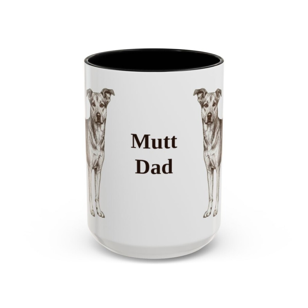 15oz Mutt Dog Dad Mug, Black, front view