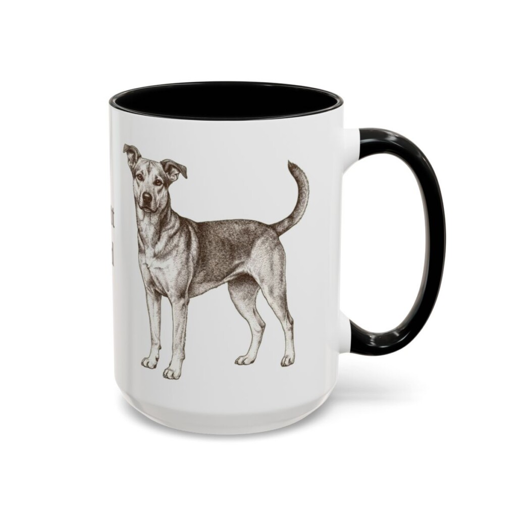 15oz Mutt Dog Dad Mug, Black, right side view