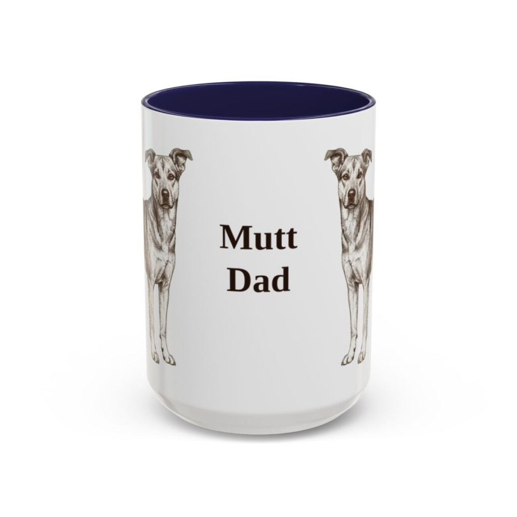 15oz Mutt Dog Dad Mug, Navy, front view
