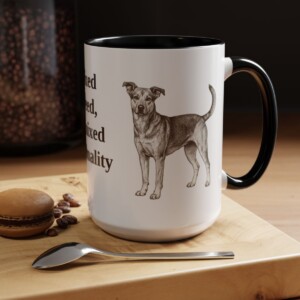 15oz Funny Mutt Mug, Black, lifestyle photo