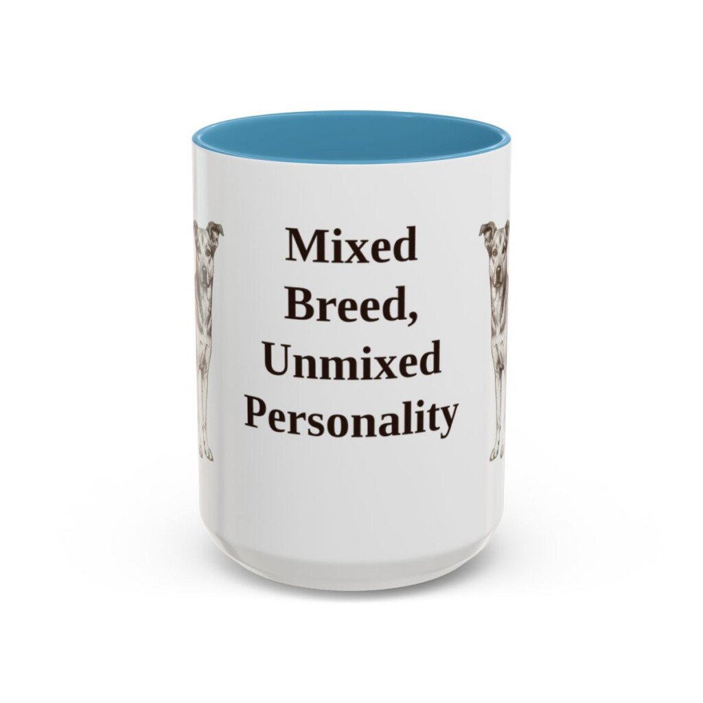 15oz Funny Mutt Mug, Light Blue, front view